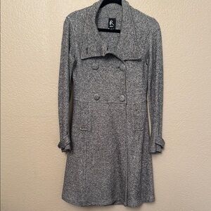 Gray Double-Breasted Cozy Trench Coat- Small